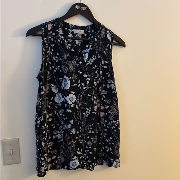 LOFT Tops - LOFT Women's Size S Black Floral Print Sleeveless Blouse